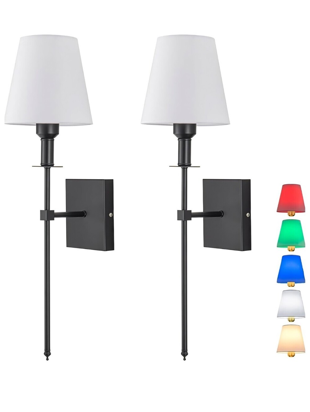Battery Operated Wall Sconces Set of 2 Remote Control Dimmable Black 25 in New